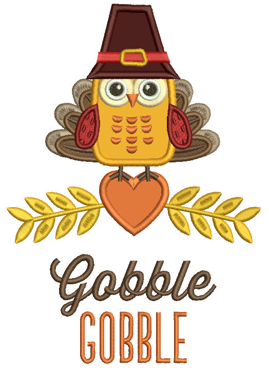 Gobble Gobble Cute Owl With Indian Feathers Thanksgiving Applique Machine Embroidery Design Digitized Pattern