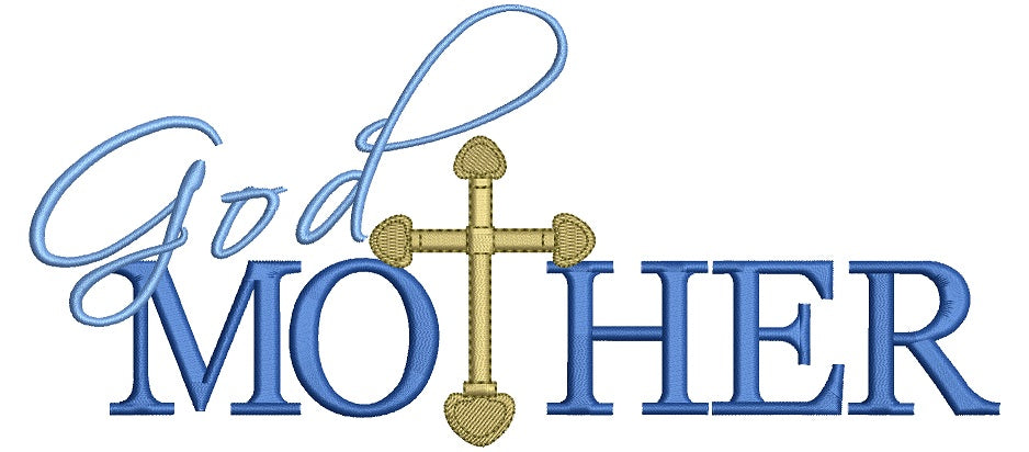 God Mother Christening Religious Cross Christian Catholic Filled Machine Embroidery Digitized Design Pattern