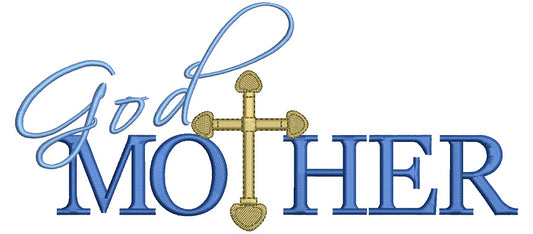 God Mother Christening Religious Cross Christian Catholic Filled Machine Embroidery Digitized Design Pattern