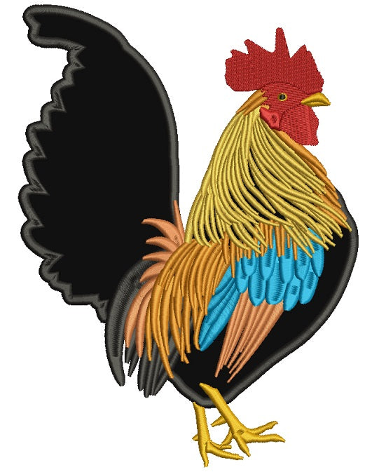 Golden Rooster Applique Machine Embroidery Digitized Design Pattern