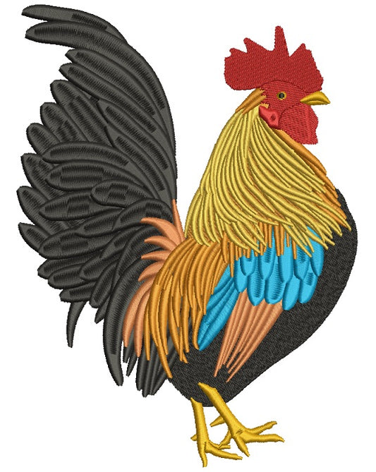 Golden Rooster Filled Machine Embroidery Digitized Design Pattern