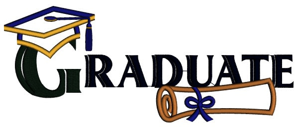 Graduate Diploma School Applique Machine Embroidery Digitized Design Pattern