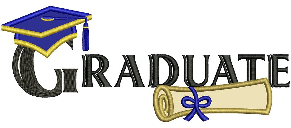 Graduate Diploma School Applique Machine Embroidery Digitized Design Pattern