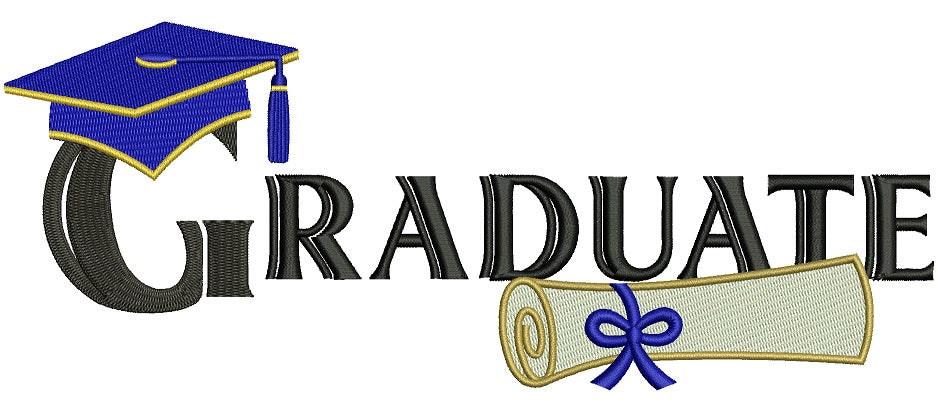 Graduate Diploma School Filled Machine Embroidery Digitized Design Pattern