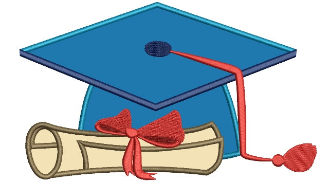 Graduation Cap Applique Machine Embroidery Digitized Design Pattern