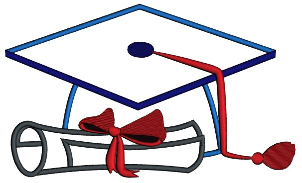 Graduation Cap Applique Machine Embroidery Digitized Design Pattern