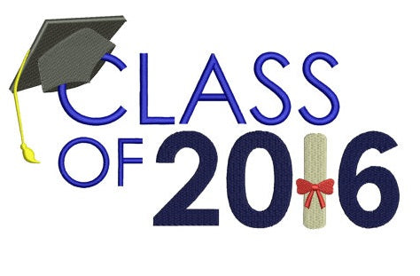 Graduation Class of 2016 School Filled Machine Embroidery Digitized Design Pattern