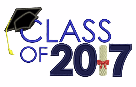 Graduation Class of 2017 School Applique Machine Embroidery Digitized Design Pattern