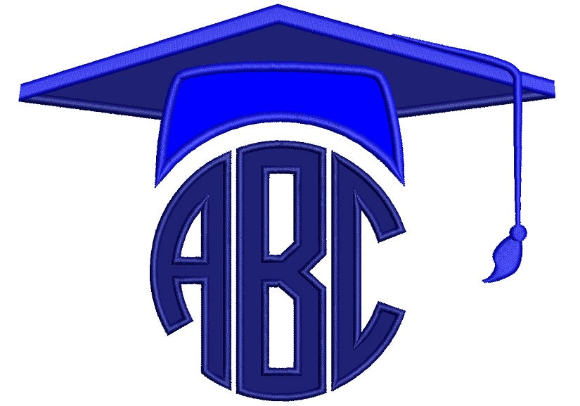 Graduation Monogram Cap School Applique Machine Embroidery Digitized Design Pattern