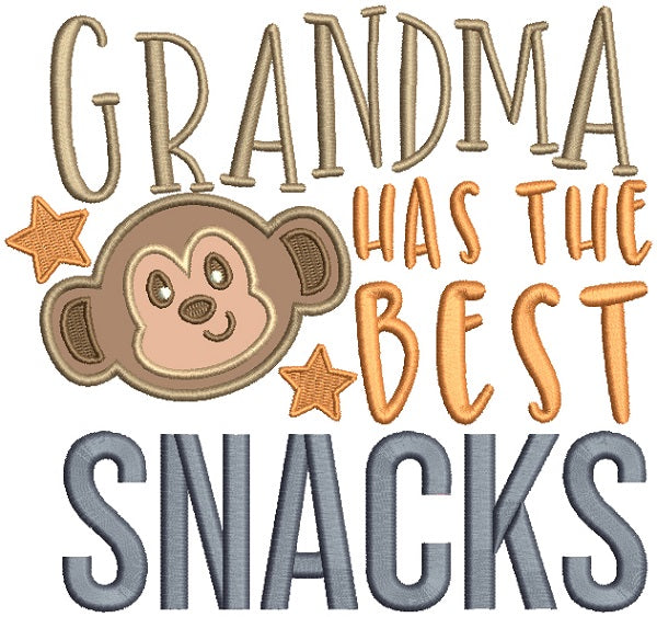 Grandma Has The Best Snacks Applique Machine Embroidery Design Digitized Pattern