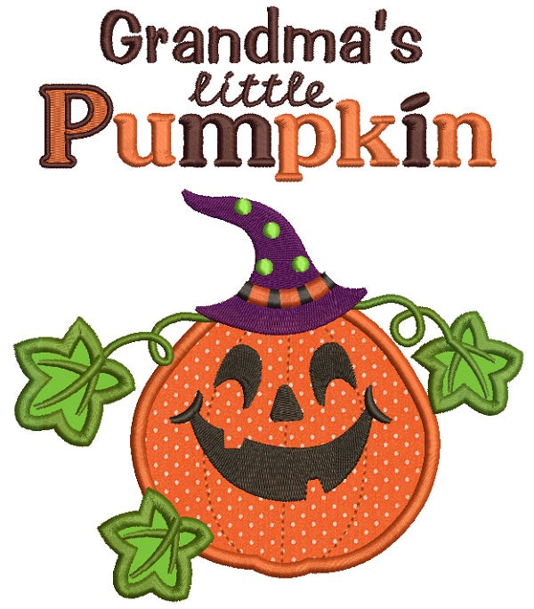 Grandma's Little Pumpkin Halloween Applique Machine Embroidery Design Digitized Pattern