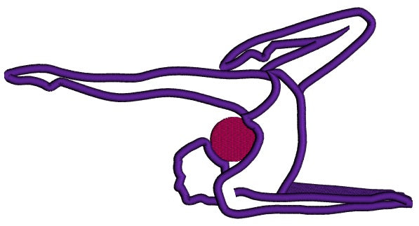 Gymnast With A Small Ball Sports Applique Machine Embroidery Design Digitized Pattern