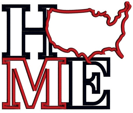 HOME America Flag Patriotic Applique Machine Embroidery Design Digitized Pattern