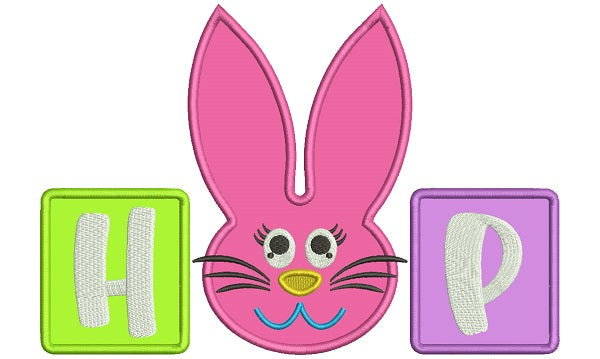 HOP Cute Bonny Blocks Easter Applique Machine Embroidery Design Digitized Pattern