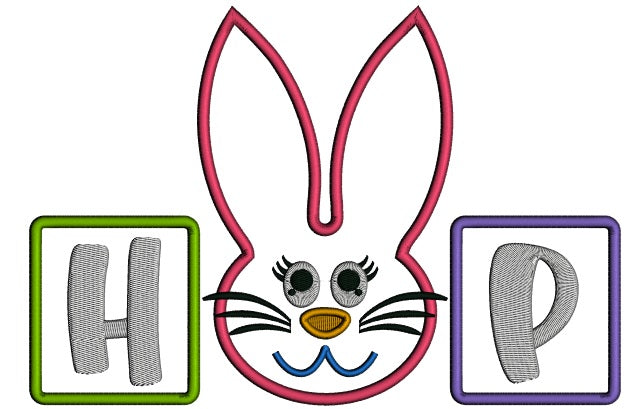 HOP Cute Bonny Blocks Easter Applique Machine Embroidery Design Digitized Pattern