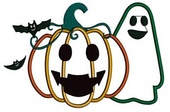 Halloween Applique Pumpkin and a Ghost Machine Embroidery Digitized Pattern - Instant Download - 4x4 , 5x7, 6x10