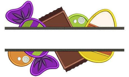 Halloween Candy Split Applique Machine Embroidery Digitized Design Pattern