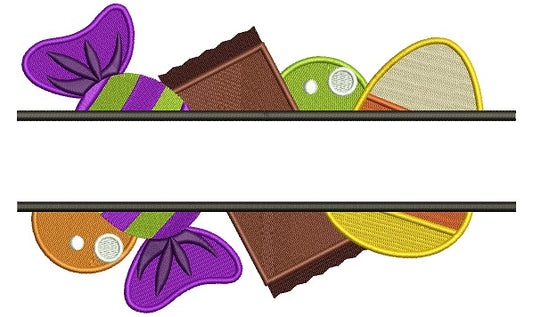 Halloween Candy Split Filled Machine Embroidery Digitized Design Pattern