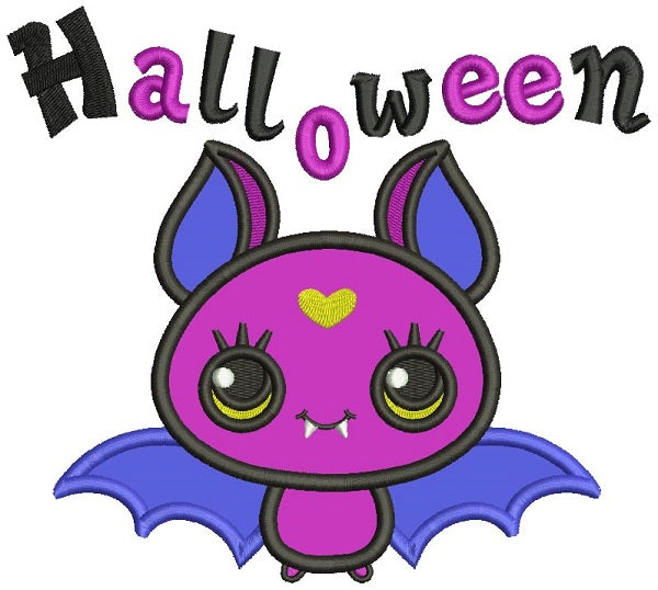 Halloween Cute Baby Bat Applique Machine Embroidery Design Digitized Pattern