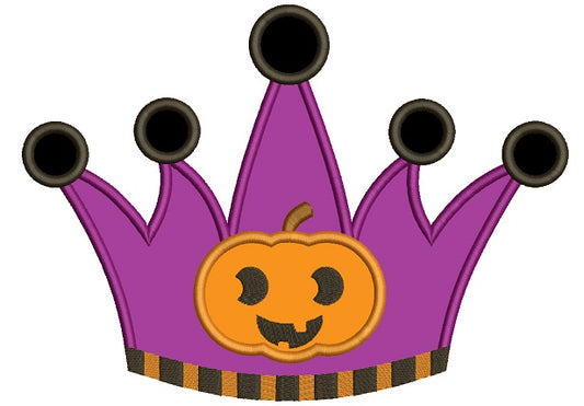 Halloween Pumpkin Crown Applique Machine Embroidery Digitized Design Pattern