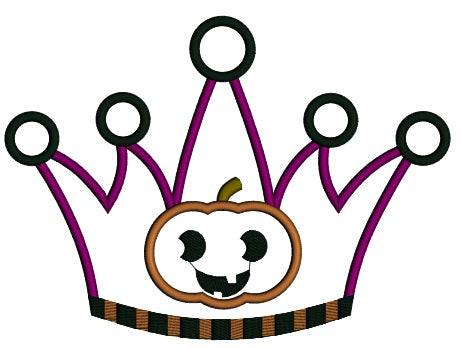 Halloween Pumpkin Crown Applique Machine Embroidery Digitized Design Pattern