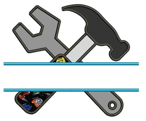 Hammer and a Wrench Split Applique mechanic handyman Machine Embroidery Digitized Design Pattern- Instant Download - 4x4 ,5x7,6x10