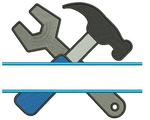 Hammer and a Wrench Split mechanic handyman Machine Embroidery Digitized Filled Design Pattern- Instant Download - 4x4 ,5x7,6x10