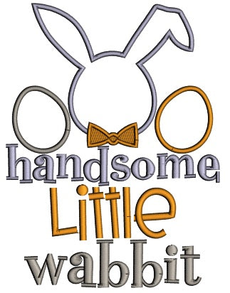 Handsome Little Wabbit Easter Applique Machine Embroidery Design Digitized
