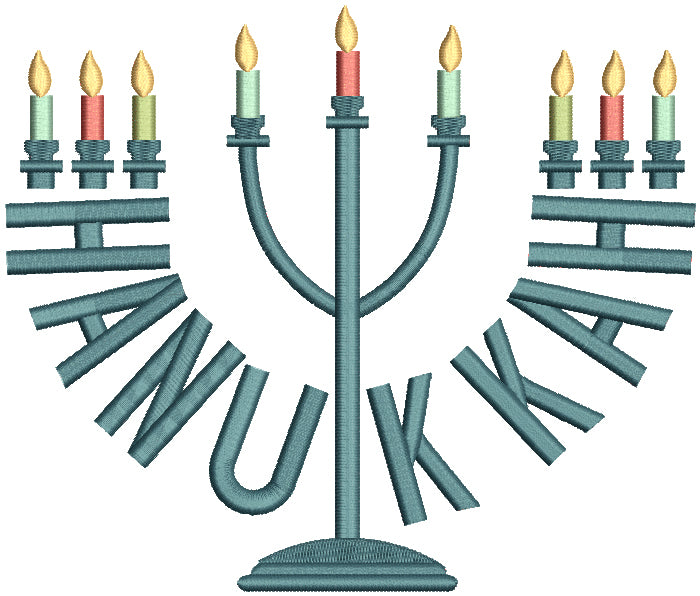 Hanukkah Menorah Filled Machine Embroidery Design Digitized Pattern