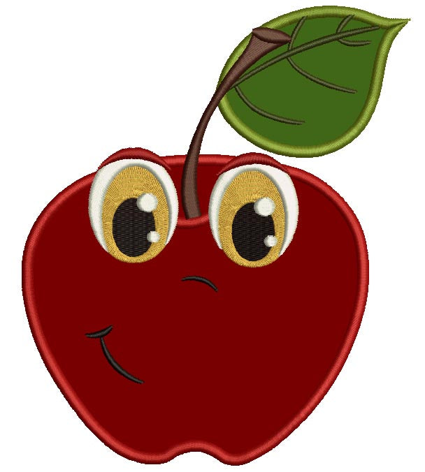 Happy Apple Applique Machine Embroidery Digitized Design Pattern
