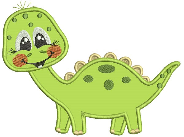 Happy Dino Applique Machine Embroidery Design Digitized Pattern