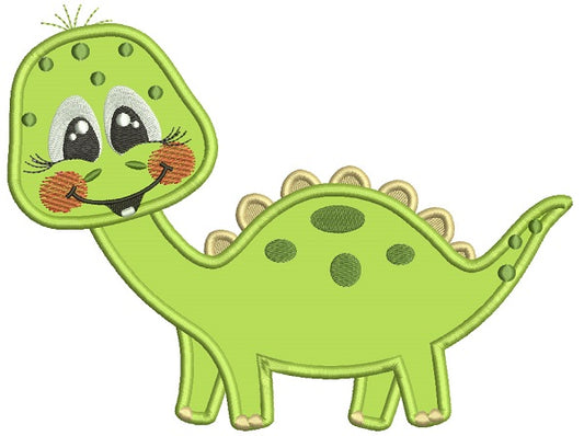 Happy Dino Applique Machine Embroidery Design Digitized Pattern