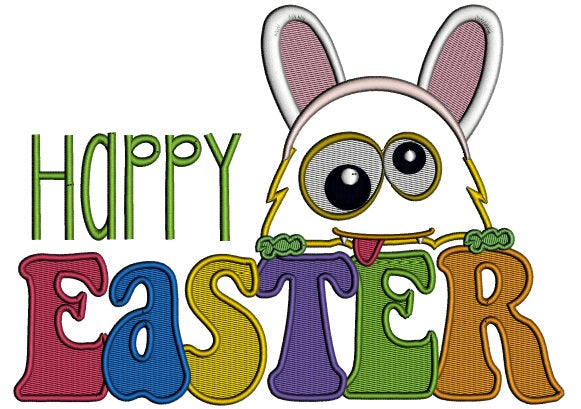 Happy Easter Crazy Monster Applique Machine Embroidery Design Digitized