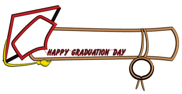 Happy Graduation Day School Applique Machine Embroidery Digitized Design Pattern