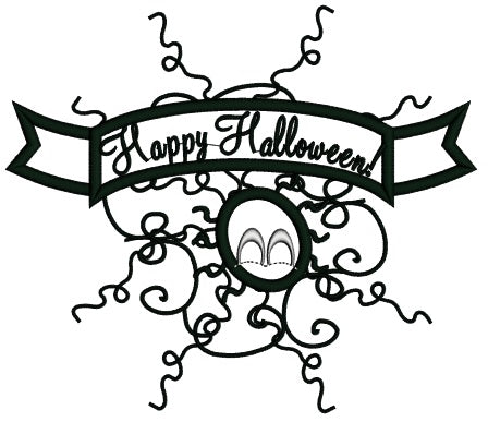 Happy Halloween Big Spider Web Applique Machine Embroidery Digitized Design Pattern