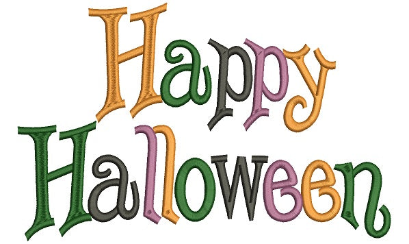 Happy Halloween Filled Machine Embroidery Digitized Design Pattern