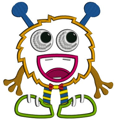 Happy Little Monster Applique Machine Embroidery Digitized Design Pattern