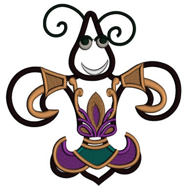 Happy Lobster Mardi Gras Applique Machine Embroidery Design Digitized Pattern