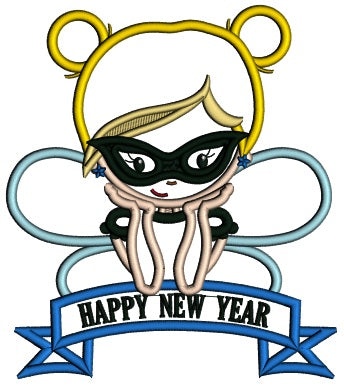 Happy New Year Fairy Applique Machine Embroidery Design Digitized Pattern