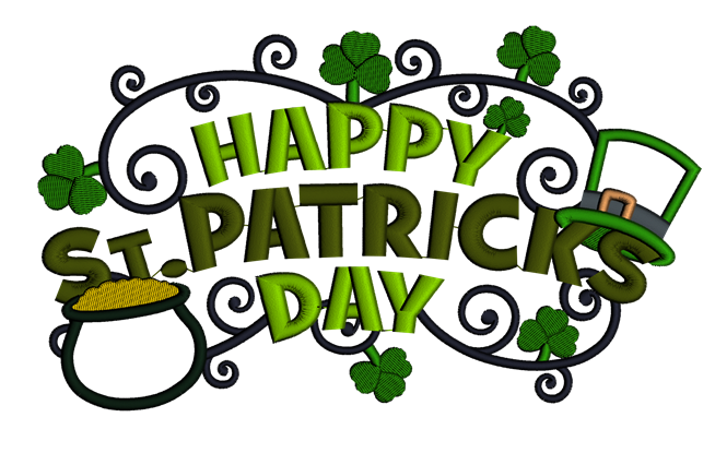 Happy St Patrics Day Applique Machine Embroidery Digitized Design Pattern