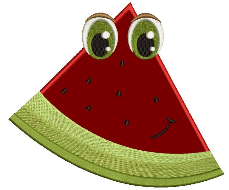 Happy Watermelon Slice Applique Machine Embroidery Digitized Design Pattern