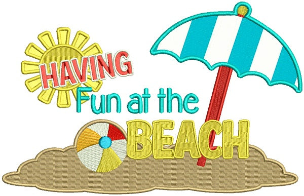 Having Fun At The Beach Summer Applique Machine Embroidery Design Digitized Pattern