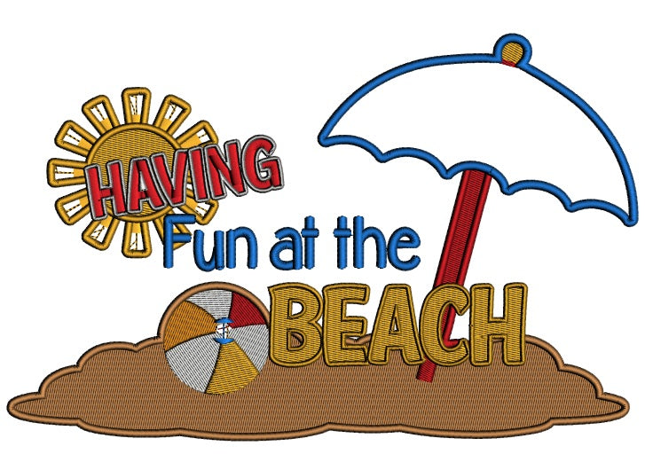 Having Fun At The Beach Summer Applique Machine Embroidery Design Digitized Pattern