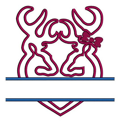 Heart Doe Hunting Split Applique machine embroidery digitized design pattern - Instant Download -4x4 , 5x7, and 6x10 hoops