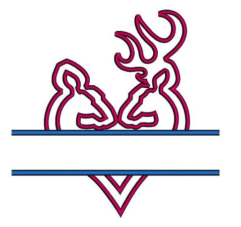 Heart Doe and Buck Applique Split machine embroidery digitized design filled Hunting pattern - Instant Download -4x4 , 5x7, 6x10 hoops