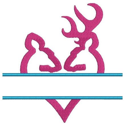 Heart Doe and Buck Split machine embroidery digitized design filled Hunting pattern - Instant Download -4x4 , 5x7, and 6x10 hoops
