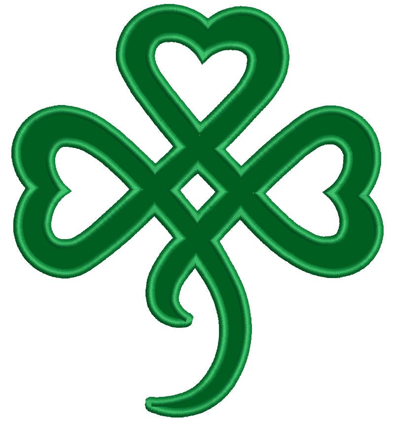 Heart Shamrock Irish Applique Machine Embroidery Digitized Design Pattern