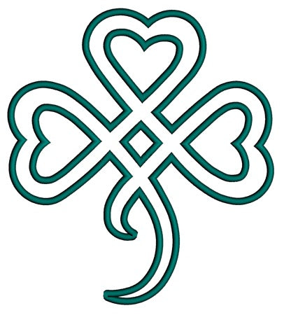 Heart Shamrock Irish Applique Machine Embroidery Digitized Design Pattern