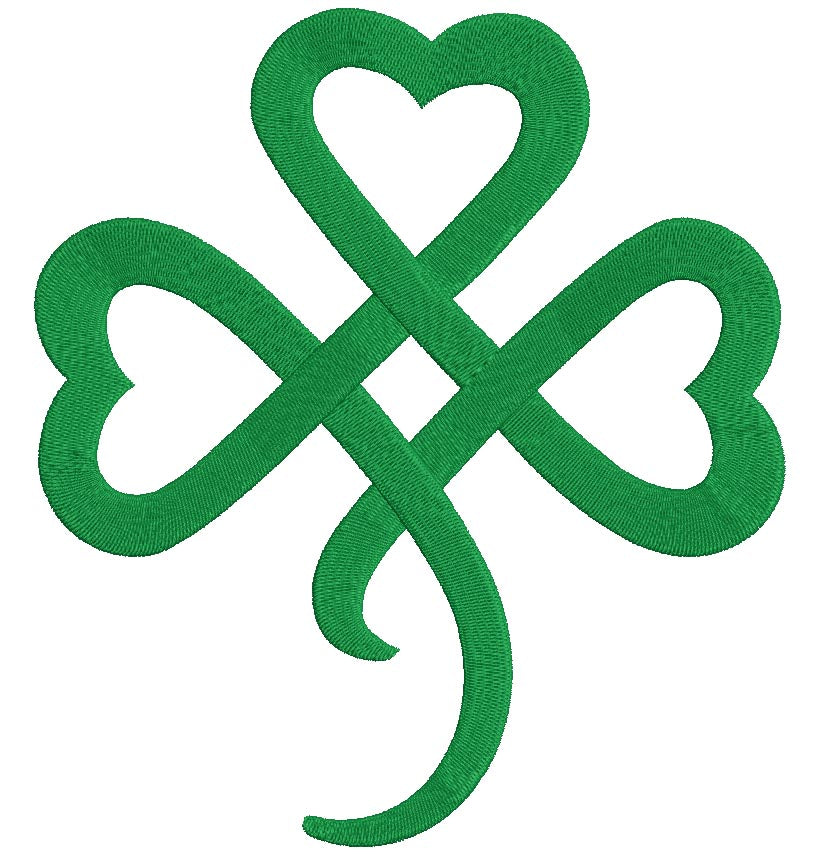 Heart Shamrock Irish Filled Machine Embroidery Digitized Design Pattern