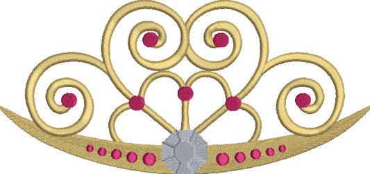 Heart Shaped Princess Tiara Filled Machine Embroidery Digitized Design Pattern